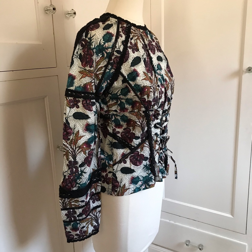 TOPSHOP Floral Cotton Long Sleeve Top Size 4 NWT - Picture 7 of 13
